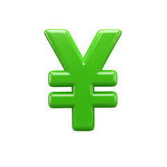 Obraz premium Isolated 3D Render of Green Yen Symbol on Transparent Background