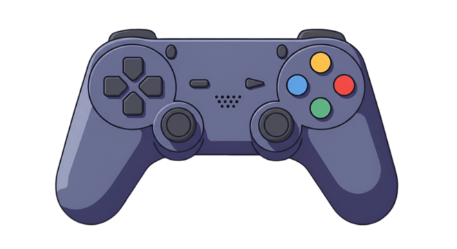 Isolated Digital Pixel Art Video Game Controller Illustration With Buttons