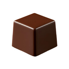 Isolated 3D Realistic Brown Chocolate Cube Against Transparent Background