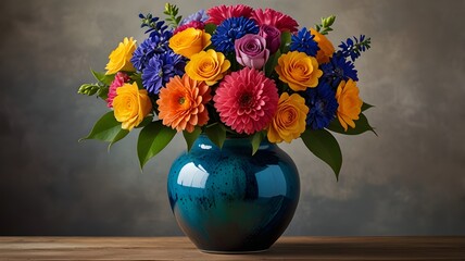 A vibrant bouquet of fresh flowers in a stylish vase 