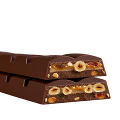 Isolated Chocolate Bar Illustration With Hazelnut And Caramel On Black