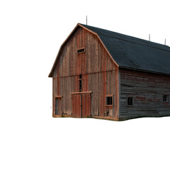 Isolated Barn Illustration on Transparent Background Showing Wood Texture And Rural Landscape