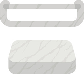 Marble handle marble platform rectangular smooth modern minimalist white gray isolated clean elegant interior architecture luxury stone decorative