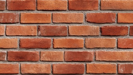 Red brick wall, even rows, mortar lines