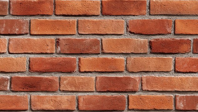 Fototapeta Red brick wall, even rows, mortar lines