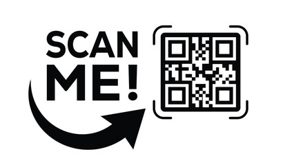 Scan QR code icon. Digital scanning qr code. QR code scan for smartphone. Scan Here text on top of the qr code