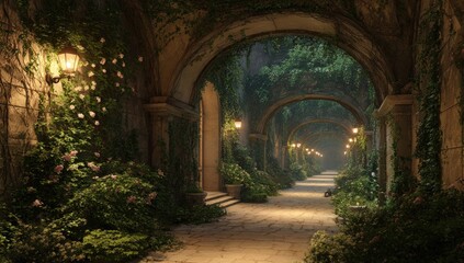 Obraz premium Ancient, overgrown walkway