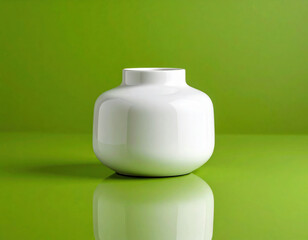 Matte white ceramic diffuser centered on lime green background, modern minimalist style, soft reflection, calm mood