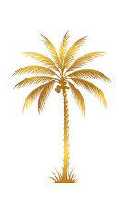 Isolated Gold Palm Tree Illustration On Black Background