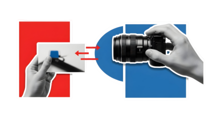 Data transmission between camera and memory card shows innovation and connectivity of modern technology