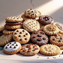 cookies with chocolate on a white plate food dessert cake sweet breakfast pastry homemade cookies baked bakery delicious tasty biscuit cream chocolate fresh snack assortment isolated close-up