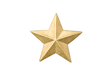 Golden christmas star decoration ornament isolated on transparent background
