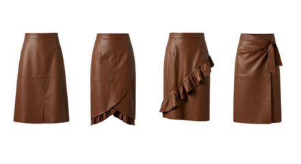 Isolated Brown Leather Skirt Set Fashion Isolated Background Photo