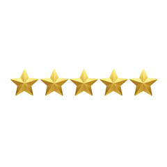 Isolated Five Gold Stars on Black Background Illustration Rating Symbol