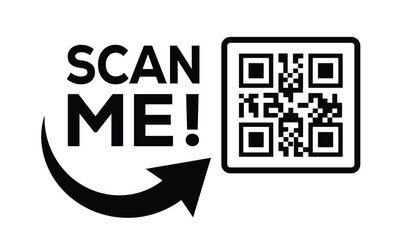 Scan QR code icon. Digital scanning qr code. QR code scan for smartphone. Scan Here text on top of the qr code