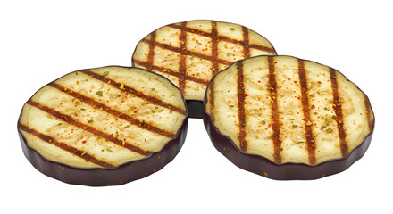 Isolated Background Grilled Eggplant Slices with Transparent Background Food Illustration
