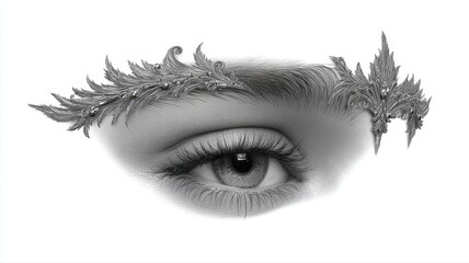 Fototapeta premium Elegant Female Eye with Ornate Decorative Brow Design Artwork
