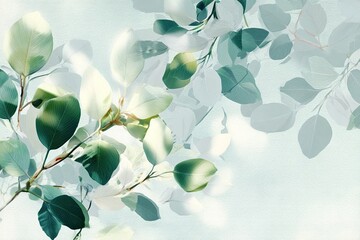 Delicate floral branches, soft pastel hues