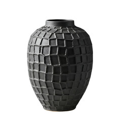 Isolated Black Ceramic Vase Illustration On Transparent Background