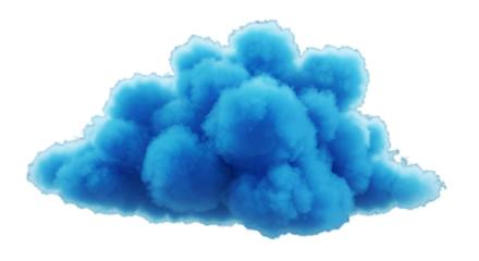 Isolated Blue Cloud 3D Render Against Black Background Illustration