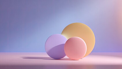 Pastel circles, soft light, 3D display