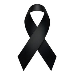 Isolated Black Ribbon Symbol For Mourning And Awareness On Transparent Background
