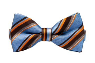  A bow tie with blue, brown, and orange stripes, isolated on a  Transparent background PNG