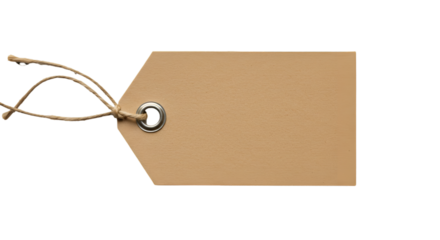 Isolated Brown Paper Tag with String Detailed Illustration on Transparent Background