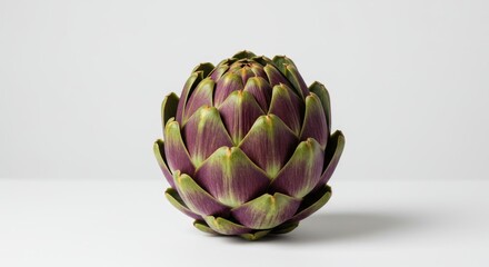 Obraz premium Fresh artichoke on a white surface, healthy eating concept
