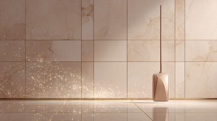 Elegant Rose Gold Flat Mop on Marble Tiles with Glowing Clean Effect