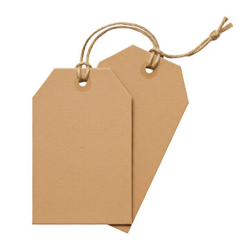 Isolated Brown Tags With Attached Ropes And Transparent Background Illustration