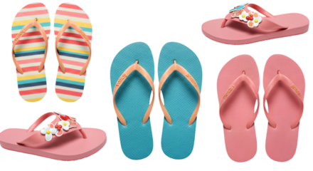 Isolated Flip-Flops Collection On Transparent Background Colorful Sandals