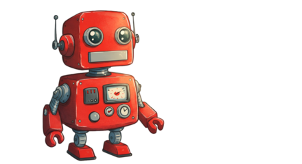 Isolated Cartoon Red Robot Illustration Design On Transparent Background
