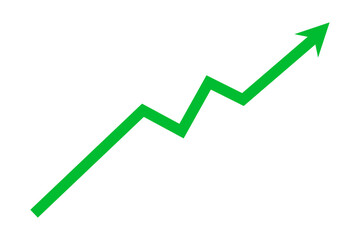 Obraz premium Green arrow graph line chart upward direction business growth up trend concept, Economic growth, Stock market profit, Financial growth sign. Vector illustration.