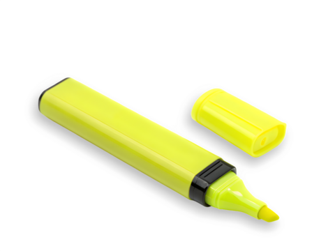 Yellow marker isolated on white background