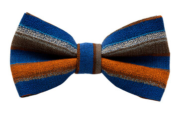  A bow tie with blue, brown, and orange stripes, isolated on a  Transparent background PNG