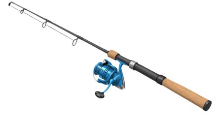 Isolated Fishing Rod with Blue Reel on Transparent Background Photo