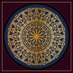 Golden Ornamental Mandala Design - Abstract Ethnic Pattern for Meditation, Yoga, and Spirituality