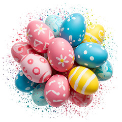 Isolated Illustration Of Colorful Easter Eggs With Pattern Decoration And Transparent Background