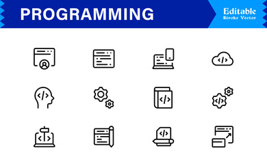 Programming Essentials Line Icon Collection – Professional, Minimal, Modern Vector Design for Developers and Coding Concepts