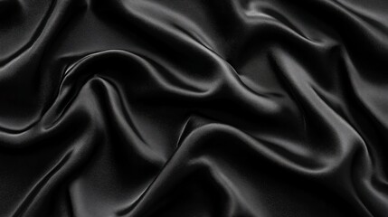 Fototapeta premium Black Silk Fabric with Soft Wrinkles for Elegant Design Projects
