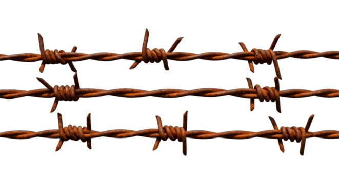 Isolated Barbed Wire on Black Background Photo Depicting Rust Metal Texture - Powered by Adobe