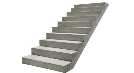 Isolated Concrete Staircase Illustration In Grey Showing Ascending Perspective