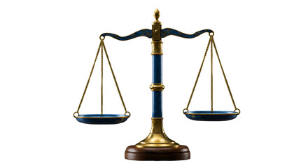 Isolated Illustration Of Golden Scale Of Justice With Blue Accents