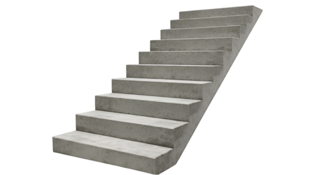 Isolated Concrete Staircase Illustration In Grey Showing Ascending Perspective
