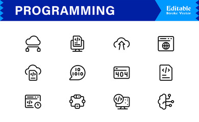 Programming Essentials Line Icon Collection – Professional, Minimal, Modern Vector Design for Developers and Coding Concepts