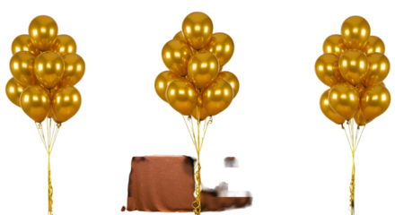 Isolated Golden Balloons Illustration On Transparent Background For Celebration