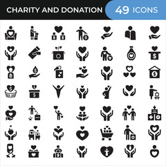 Business strategy Web Icons Set, Community Support, Fundraising, and Aid Concept Set