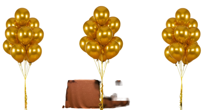 Isolated Golden Balloons Illustration On Transparent Background For Celebration