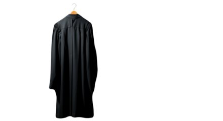 Isolated Black Judge Robe Hanging On Wooden Hanger Illustration